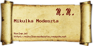 Mikulka Modeszta névjegykártya